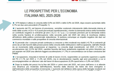 LE PROSPETTIVE PER L’ECONOMIA ITALIANA NEL 2025-2026 – DATI ISTAT
